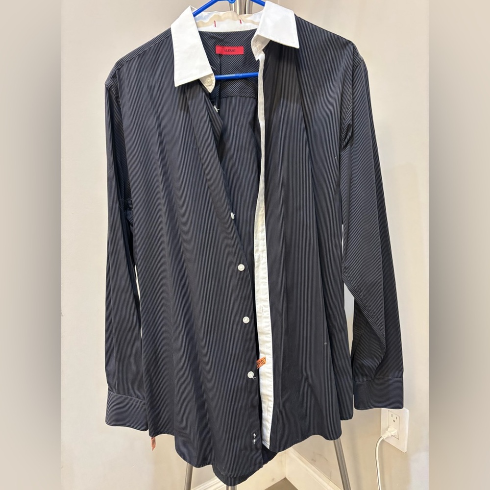 Alfani Black and White Pinstripe Shirt